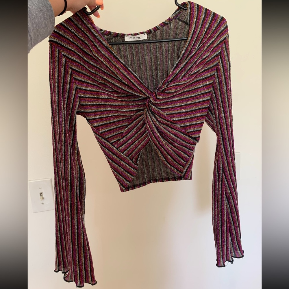 70s sparkly retro disco bell sleeve shirt